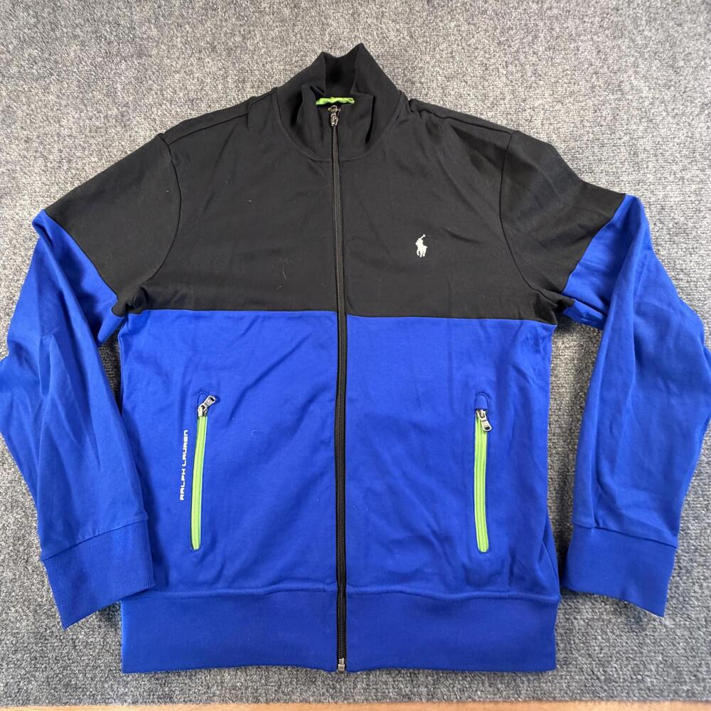 Polo Ralph Lauren Performance Mens Blue Black Zip Up Jacket‎ M #1513
